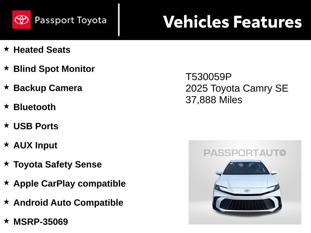 Used 2025 Toyota Camry SE w/ Convenience Package AWD/4WD image 10
