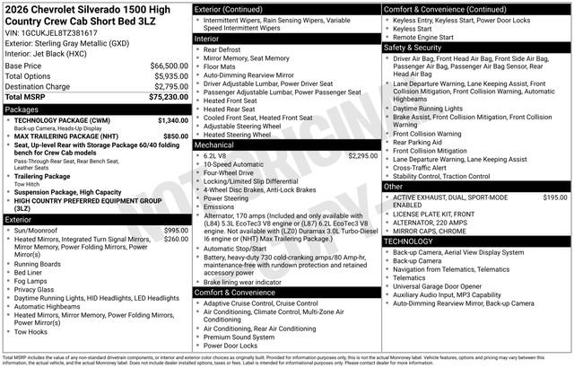 New 2026 Chevrolet Silverado 1500 High Country w/ Technology Package AWD/4WD image 6