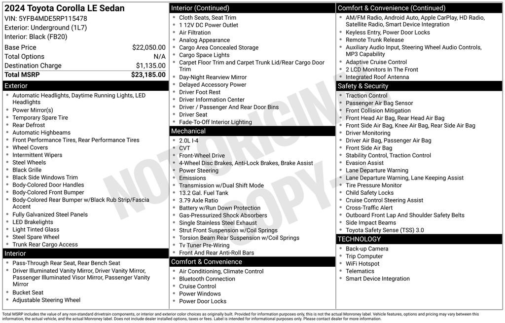Used 2024 Toyota Corolla LE FWD image 5