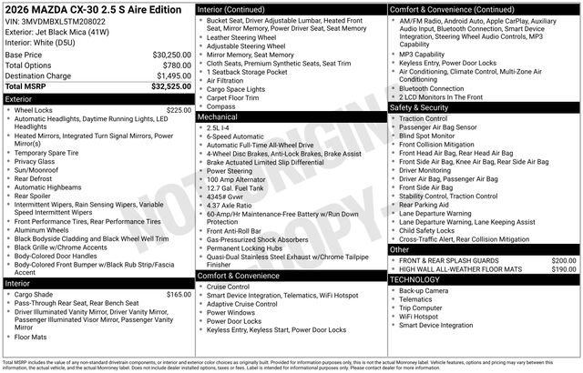 New 2026 MAZDA CX-30 Aire Edition AWD/4WD image 5