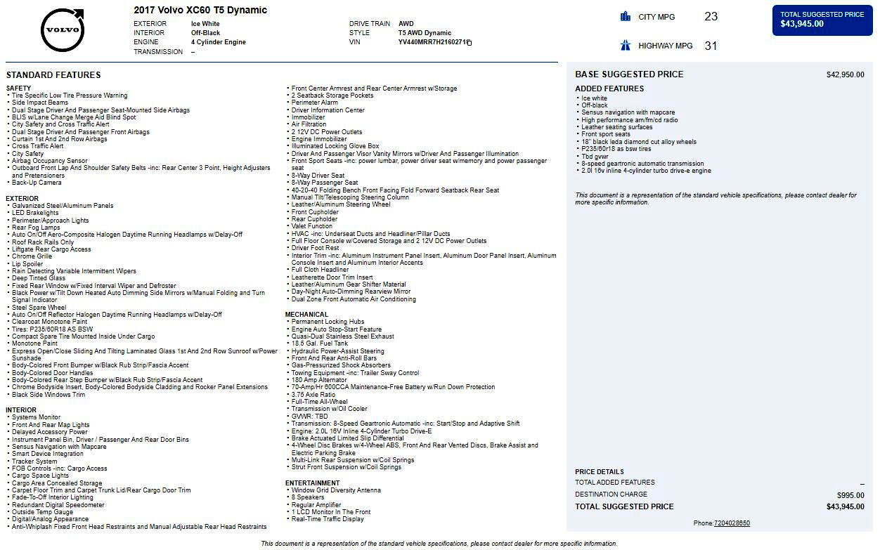 Used 2017 Volvo XC60 T5 Dynamic w/ Advanced Package image 2