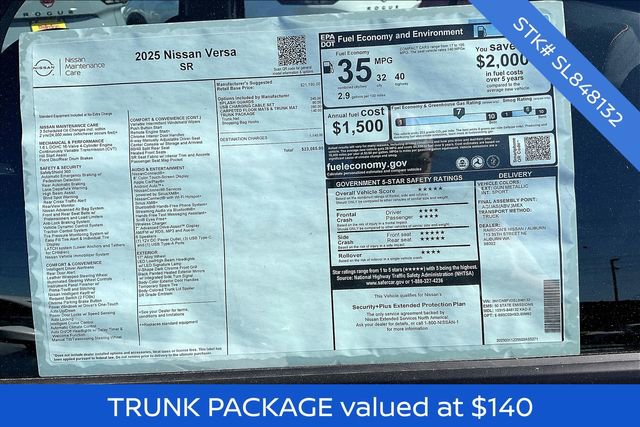 New 2025 Nissan Versa SR w/ Trunk Package image 5