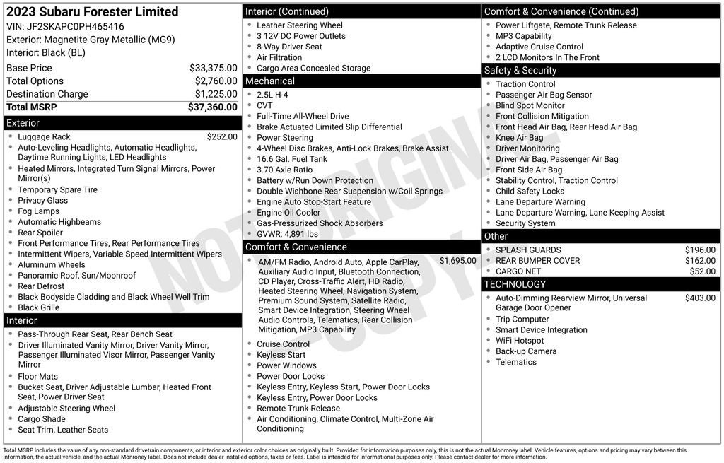 Certified 2023 Subaru Forester Limited AWD/4WD image 47