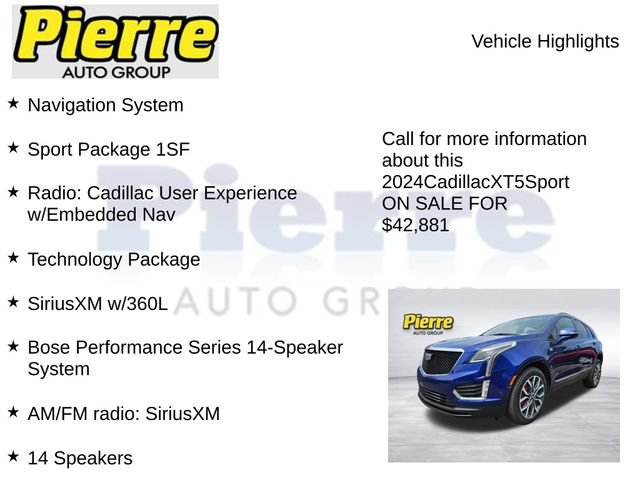 Used 2024 Cadillac XT5 Sportv w/ Technology Package AWD/4WD image 7