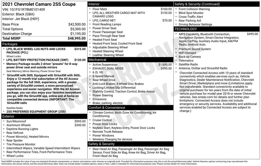 Certified 2021 Chevrolet Camaro SS RWD image 33