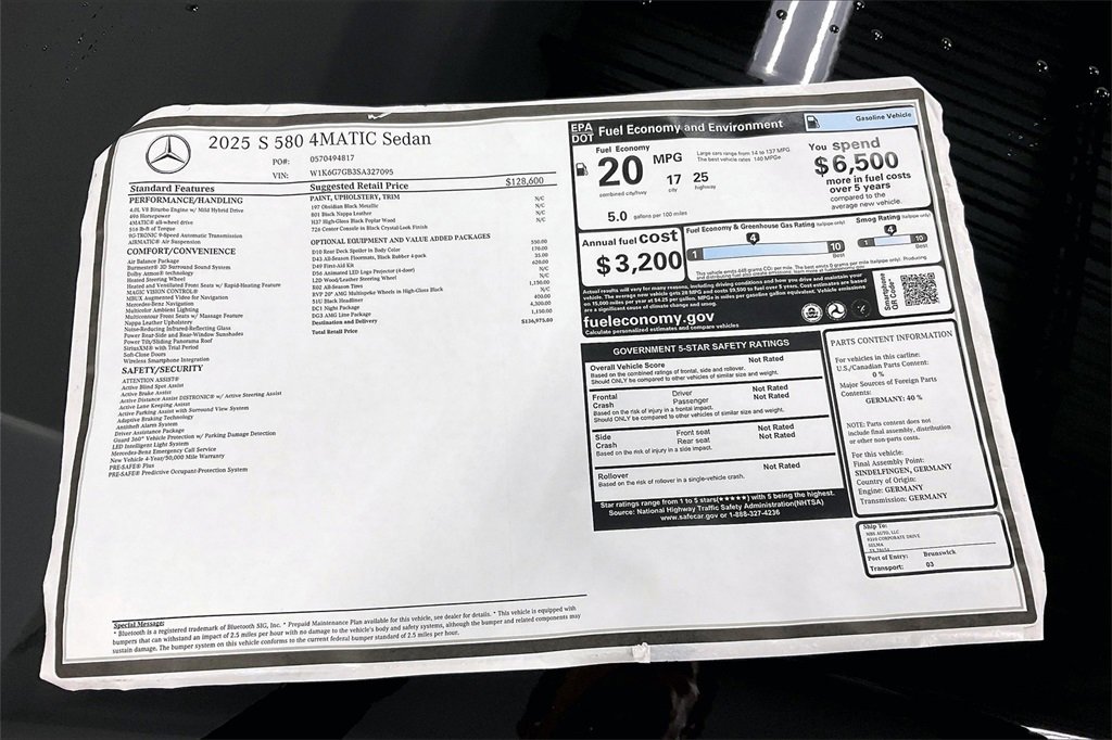 New 2025 Mercedes-Benz S 580 4MATIC Sedan image 19