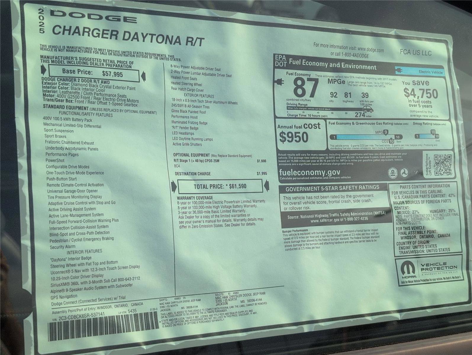 New 2025 Dodge Charger R/T w/ Quick Order Package 25M R/T image 39