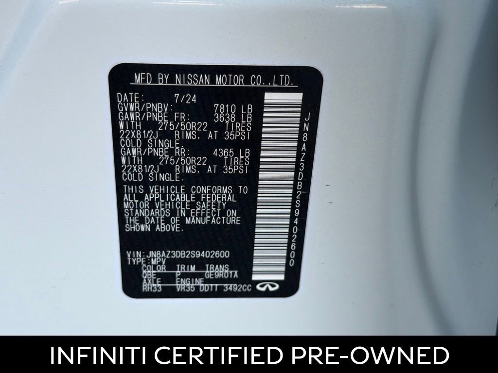 Certified 2025 INFINITI QX80 Sensory AWD/4WD image 28
