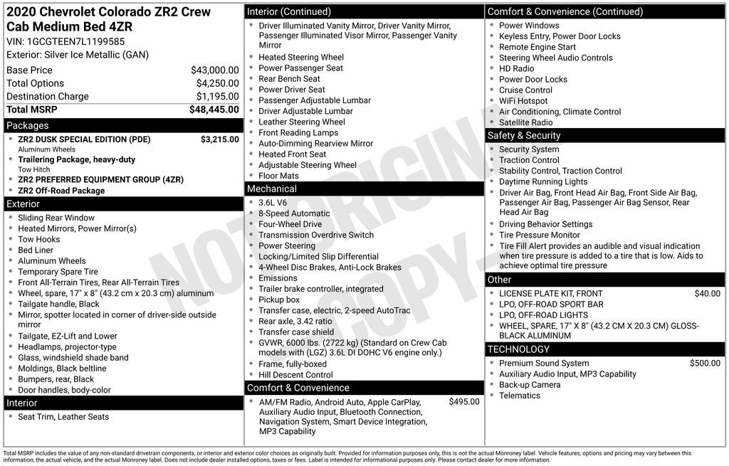 Used 2020 Chevrolet Colorado ZR2 w/ ZR2 Dusk Special Edition AWD/4WD image 2