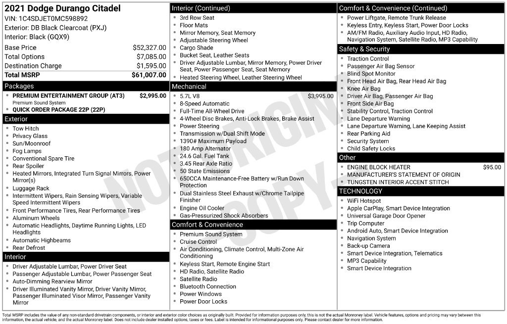 Used 2021 Dodge Durango Citadel w/ Premium Entertainment Group AWD/4WD image 22