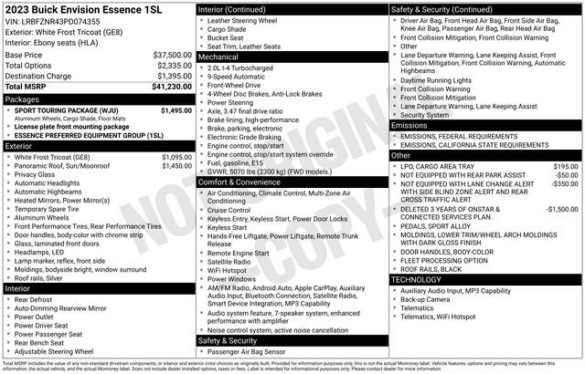 Certified 2023 Buick Envision Essence w/ Sport Touring Package image 7
