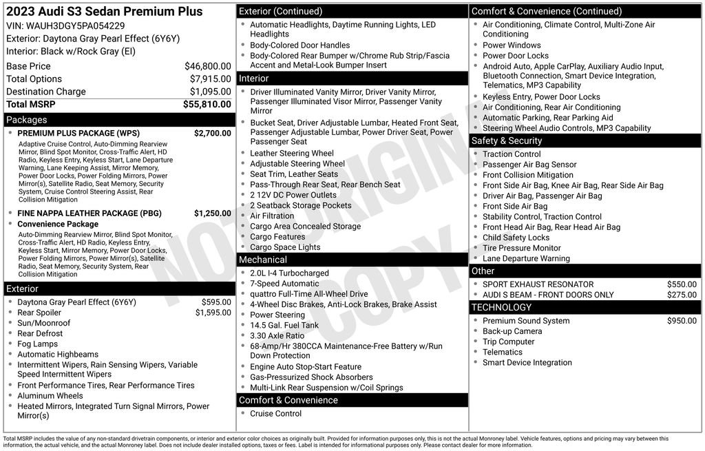 Used 2023 Audi S3 Premium Plus w/ Premium Plus Package AWD/4WD image 2
