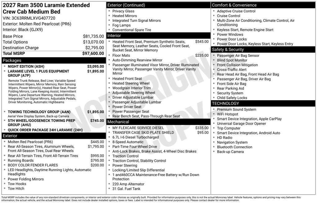 New 2027 RAM 3500 Laramie w/ Night Edition AWD/4WD image 2