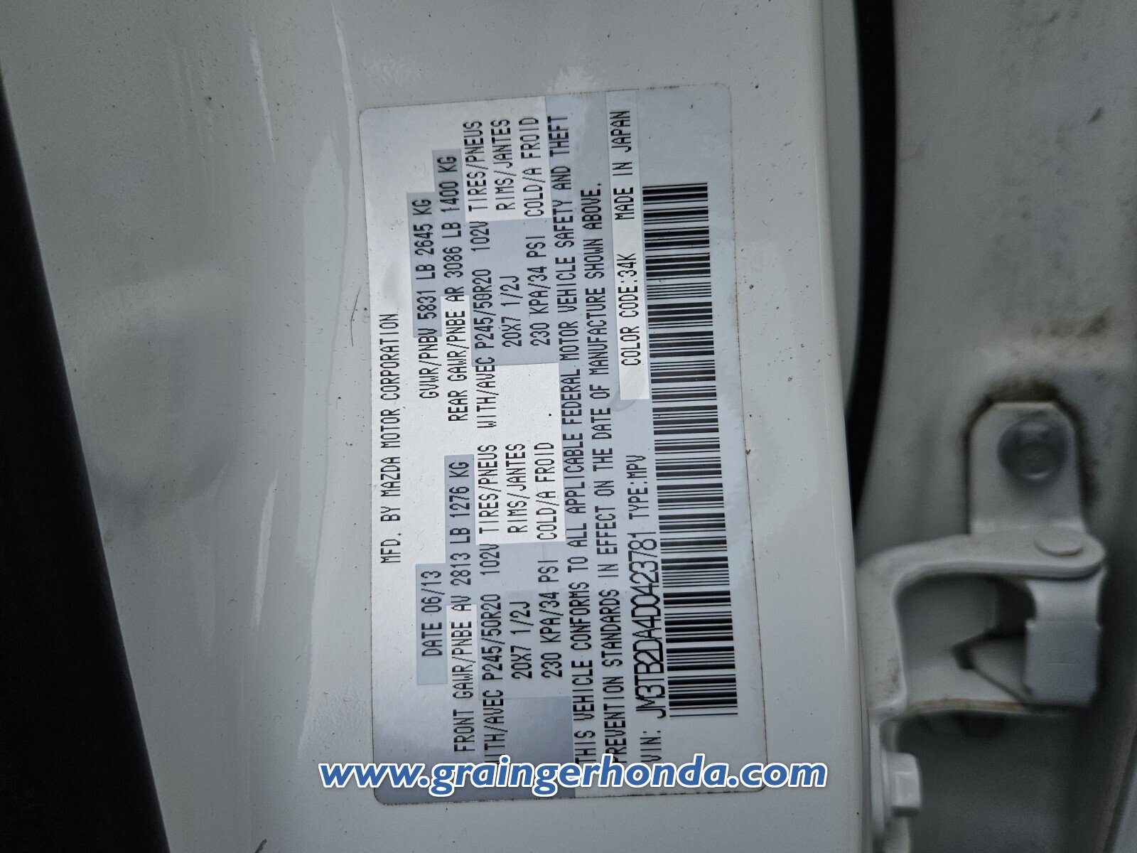 Used 2013 MAZDA CX-9 Grand Touring w/ GT Technology Pkg FWD image 14