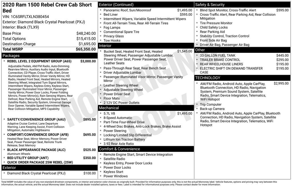 Used 2020 RAM 1500 Rebel w/ Rebel Level 2 Equipment Group AWD/4WD image 1