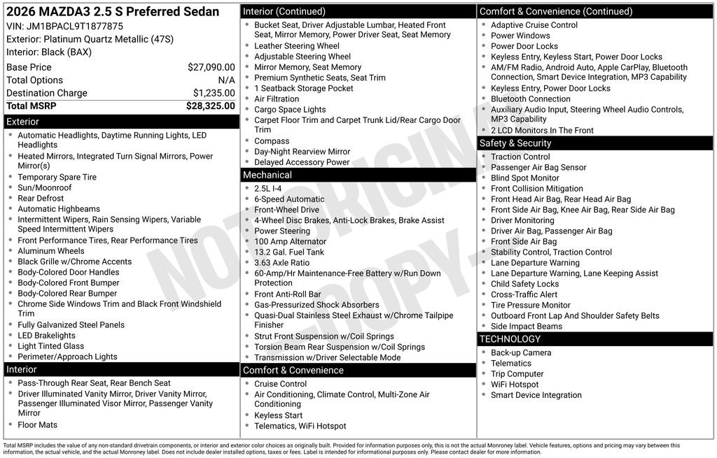 New 2026 MAZDA MAZDA3 2.5 S Sedan w/ Preferred Pkg FWD image 33