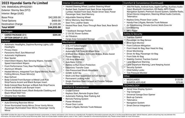 Certified 2023 Hyundai Santa Fe Limited w/ Cargo Package image 10