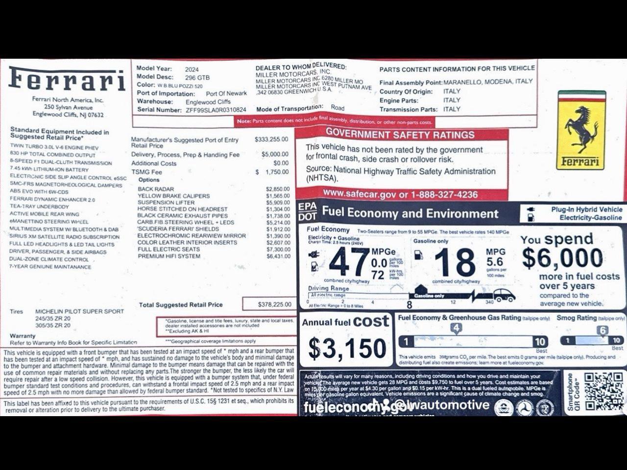 Used 2024 Ferrari 296 GTB RWD image 99