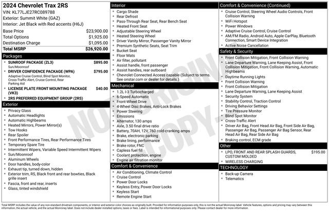 Used 2024 Chevrolet Trax RS w/ Sunroof Package FWD image 5