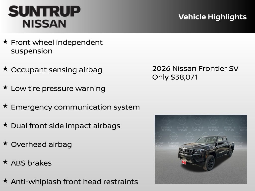 New 2026 Nissan Frontier SV w/ All-Weather Content Package image 16