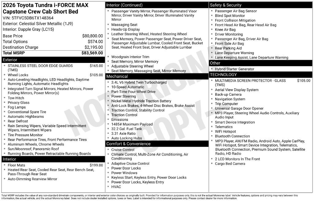 New 2026 Toyota Tundra Capstone AWD/4WD image 37