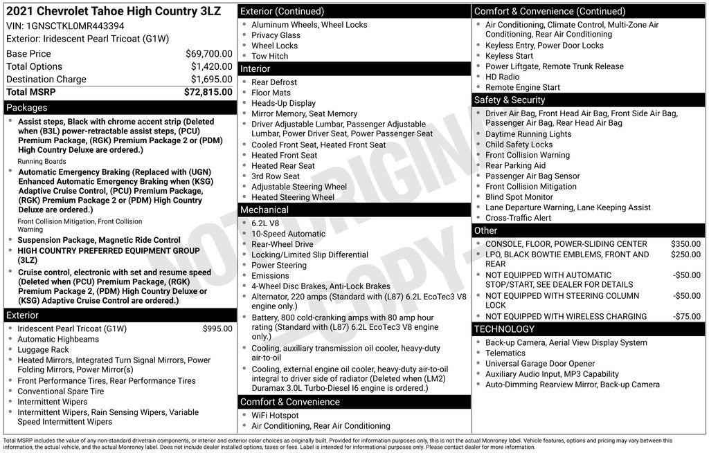 Used 2021 Chevrolet Tahoe High Country RWD image 10