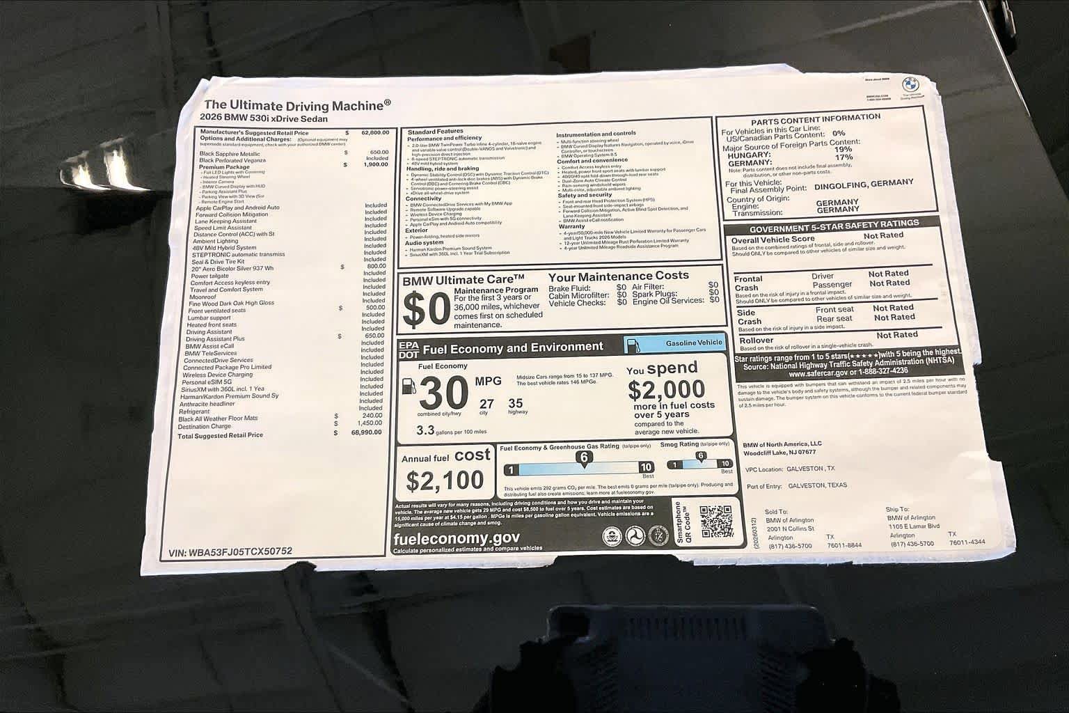 New 2026 BMW 530i xDrive w/ Premium Package AWD/4WD image 19