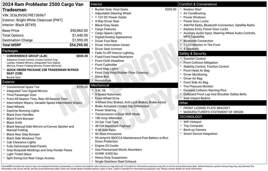 Used 2024 RAM ProMaster 2500 w/ Convenience Group FWD image 2