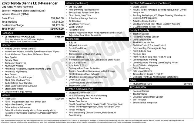 Used 2020 Toyota Sienna LE w/ LE Preferred Package FWD image 2