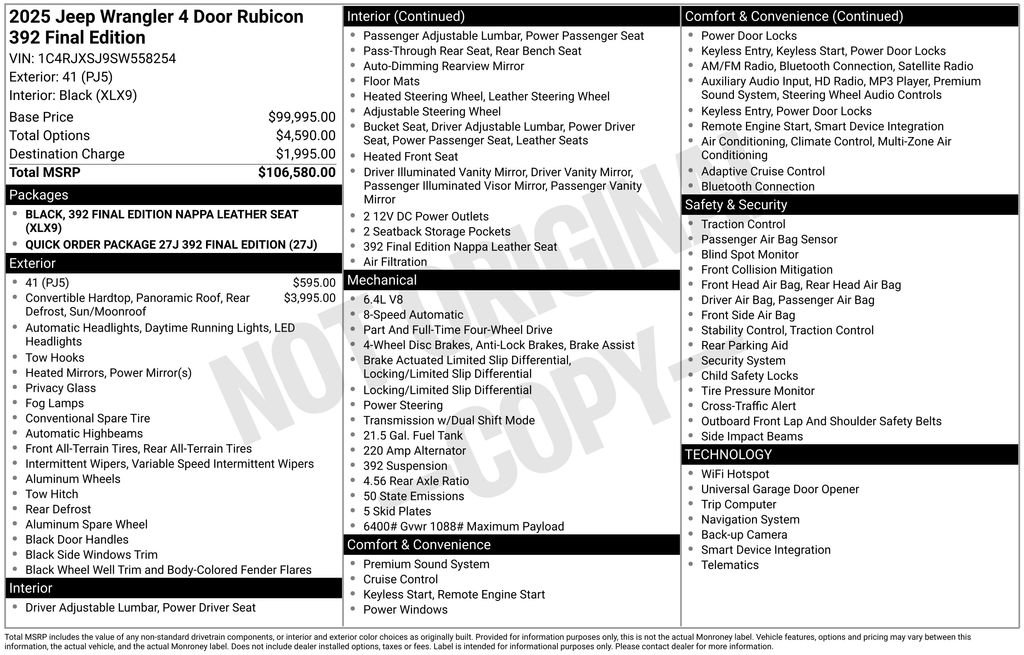 New 2025 Jeep Wrangler Unlimited Rubicon 392 AWD/4WD image 6
