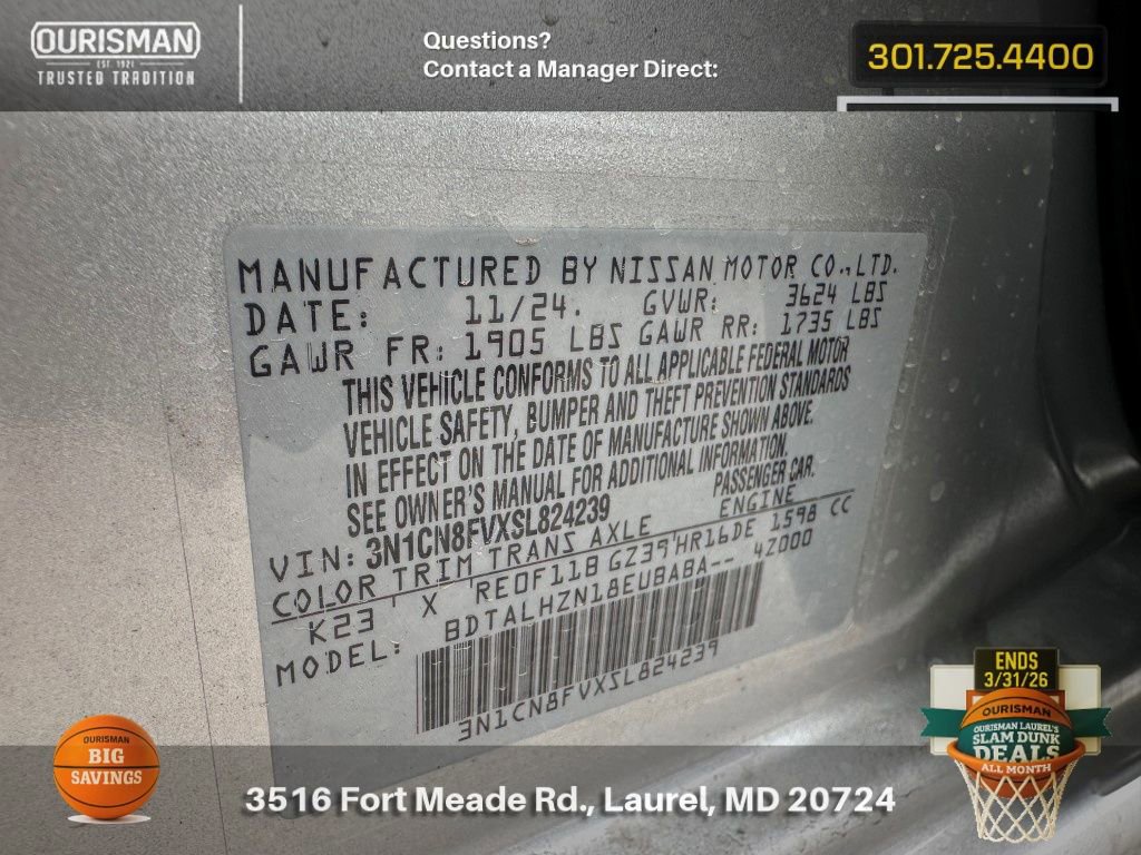 New 2025 Nissan Versa SR w/ Trunk Package image 30