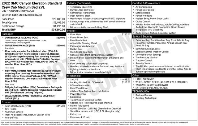 Used 2022 GMC Canyon Elevation Standard w/ Convenience Package image 2