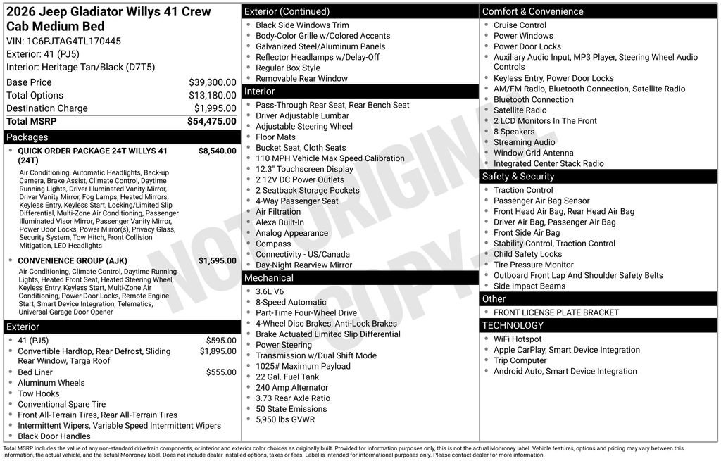 New 2026 Jeep Gladiator Willys AWD/4WD image 22