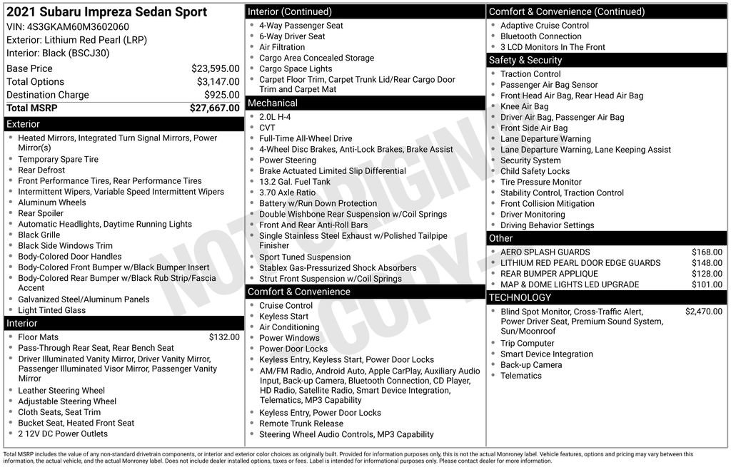 Certified 2021 Subaru Impreza 2.0i Sport AWD/4WD image 35