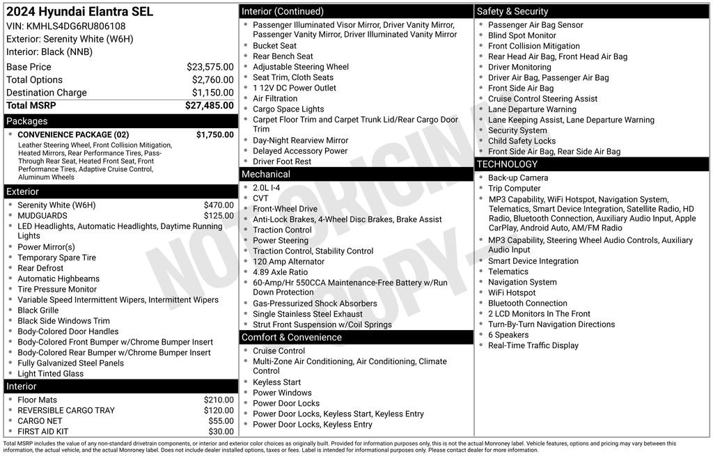 Certified 2024 Hyundai Elantra SEL w/ Convenience Package FWD image 34