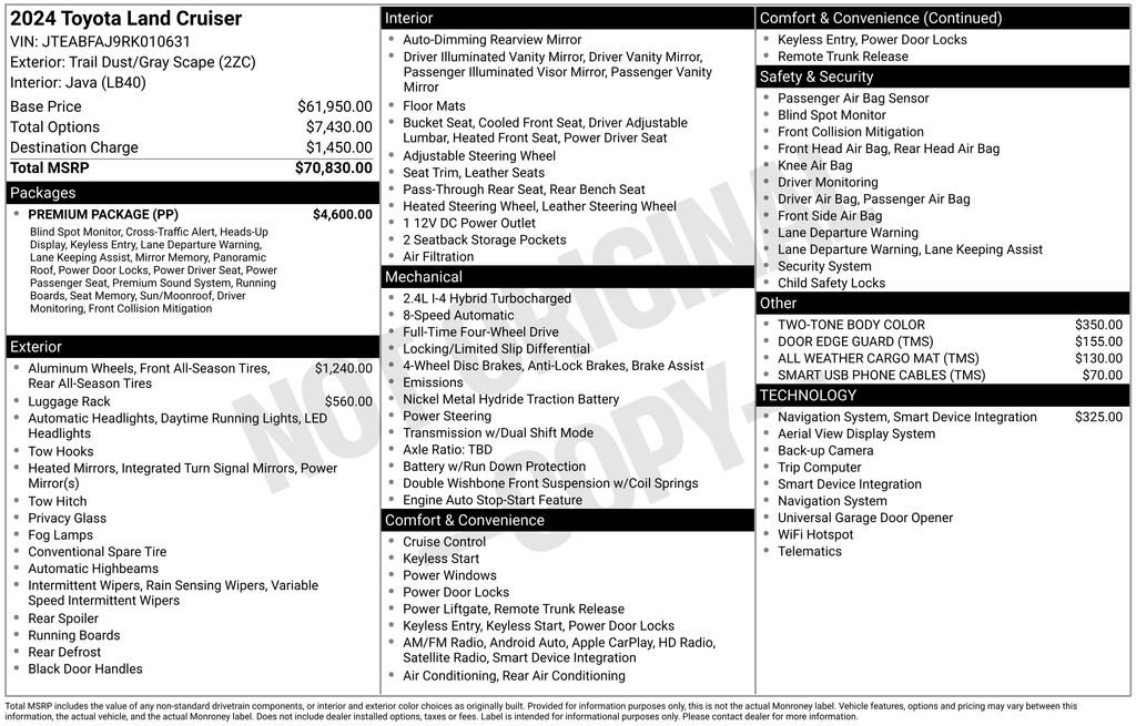 Used 2024 Toyota Land Cruiser w/ Premium Package AWD/4WD image 4