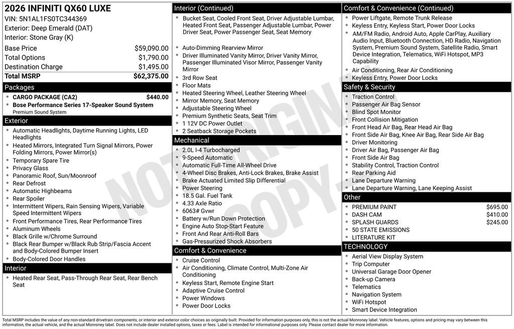 New 2026 INFINITI QX60 Luxe w/ Cargo Package image 10