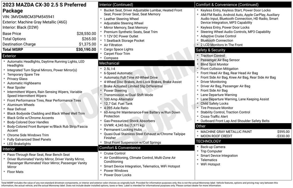 Certified 2023 MAZDA CX-30 AWD 2.5 S w/ Preferred Package image 22