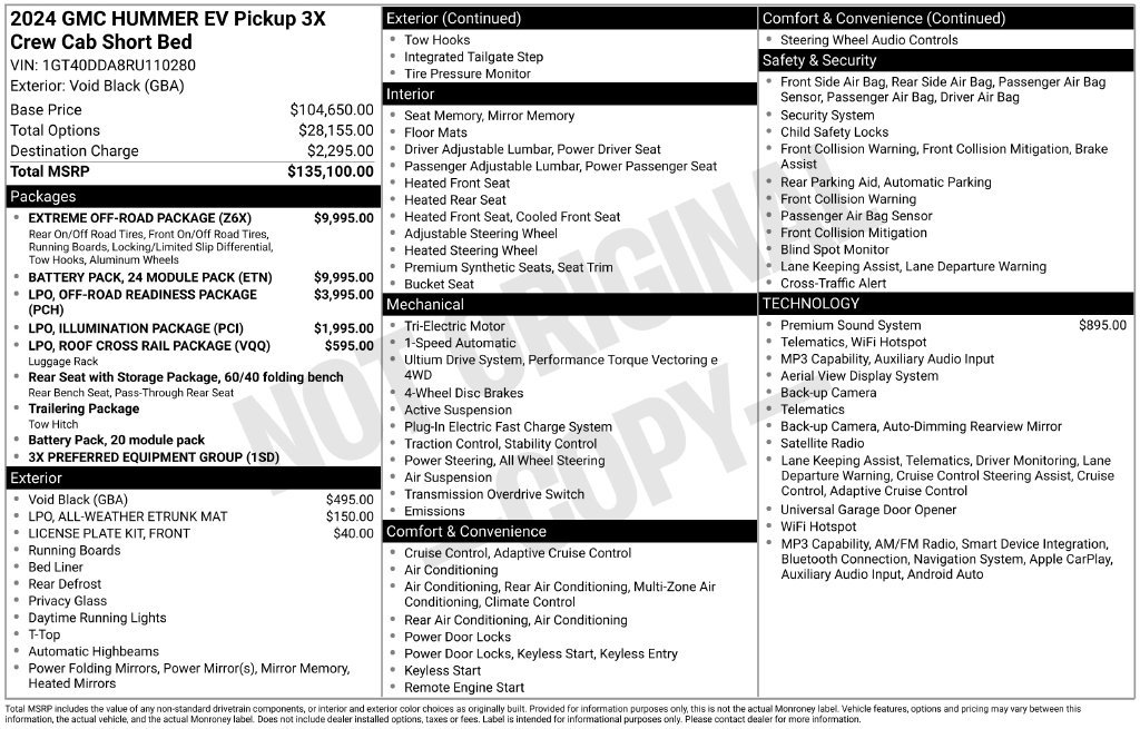 Used 2024 GMC Hummer EV 3X w/ Battery Pack, 24 Module Pack AWD/4WD image 61