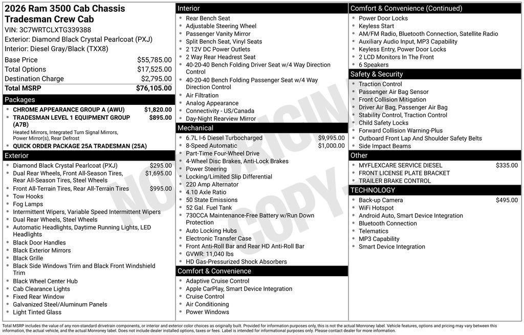 New 2026 RAM 3500 Tradesman w/ Chrome Appearance Group A AWD/4WD image 19