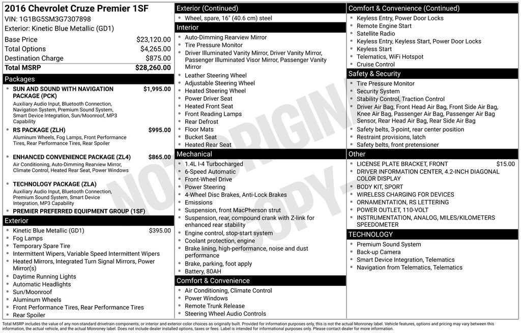 Used 2016 Chevrolet Cruze Premier FWD image 5