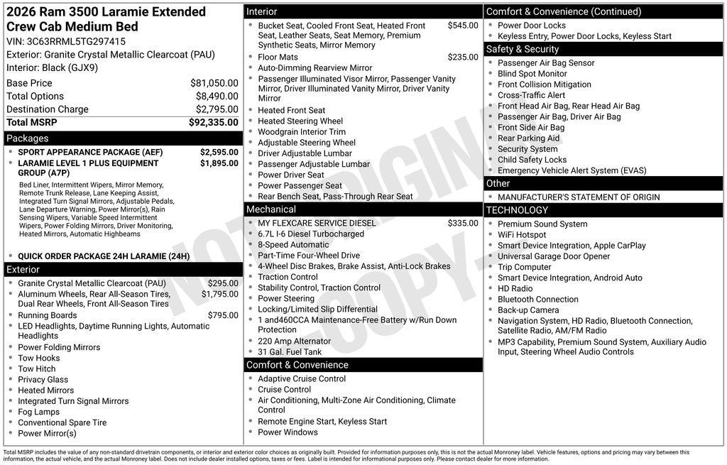 Used 2026 RAM 3500 Laramie w/ Sport Appearance Package AWD/4WD image 11