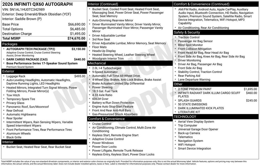 New 2026 INFINITI QX60 Autograph w/ Autograph Tech Package image 10