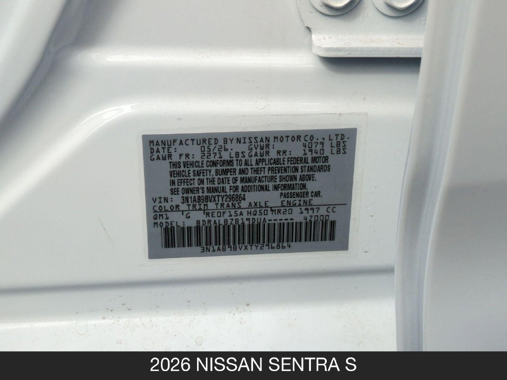 Certified 2026 Nissan Sentra S w/ Floor Mat Package FWD image 25