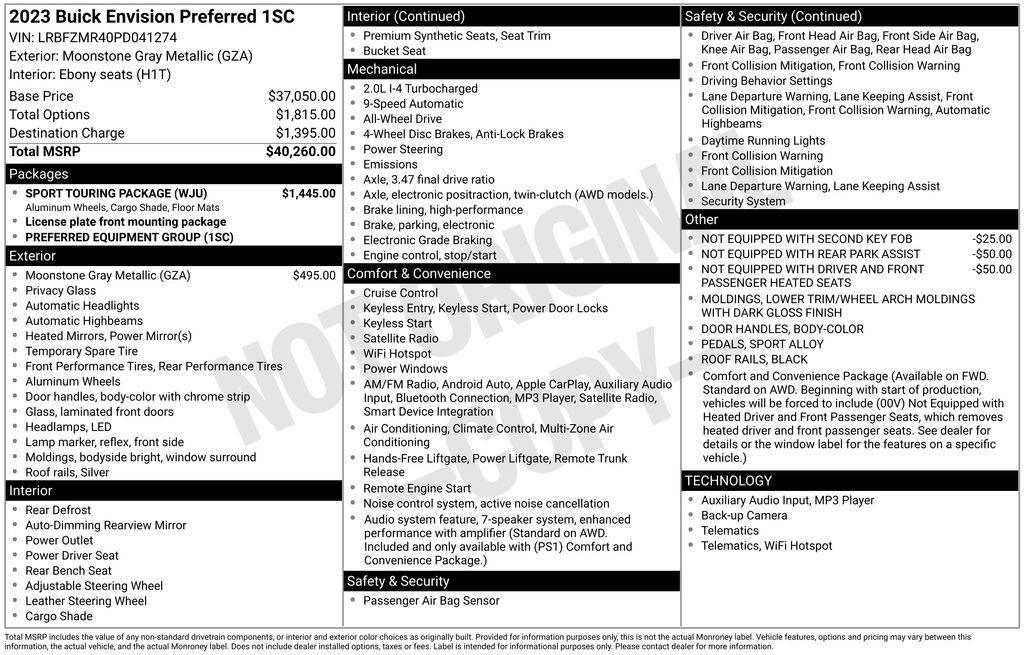 Certified 2023 Buick Envision Preferred w/ Sport Touring Package image 39