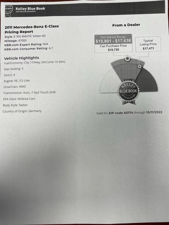 Used 2011 Mercedes-Benz E 350 4MATIC Sedan image 6