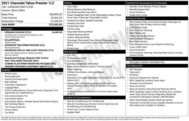 Used 2021 Chevrolet Tahoe Premier w/ Premium Package AWD/4WD image 11