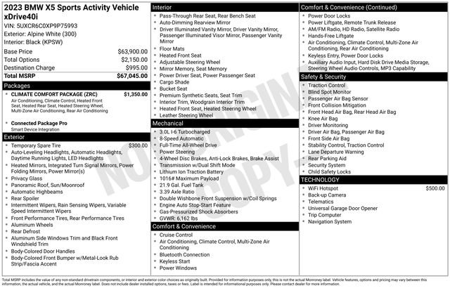 Used 2023 BMW X5 xDrive40i w/ Climate Comfort Package image 50