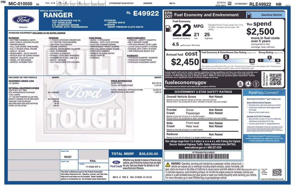 New 2024 Ford Ranger XL w/ Trailer Tow Package image 2