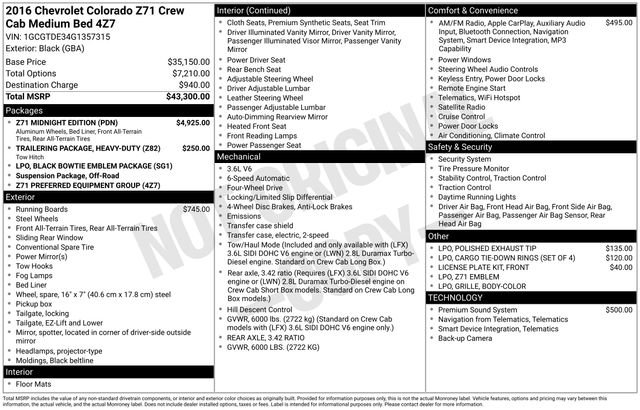 Used 2016 Chevrolet Colorado Z71 w/ Z71 Midnight Edition image 5